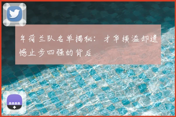 年荷兰队名单揭秘:才华横溢却遗憾止步四强的背后